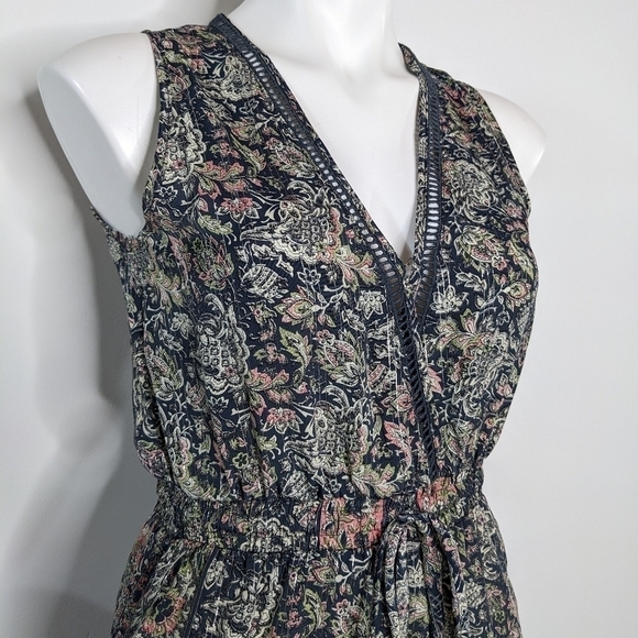 Raga blue pink floral & metallic sleeveless v neck lightweight jumpsuit XS - Picture 6 of 13